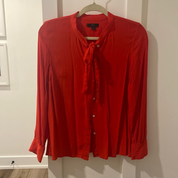 J Crew red blouse / button down , size small - Picture 1 of 5